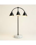 Brightech Trilage Arc Floor Lamp W/Marble Base - 3 Lights Hanging Over (synthetic illustration; no displayed measurements)