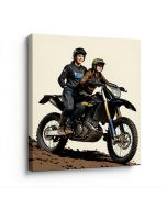 Dirt Bike Motocross Couple Biker Girl - Wrapped Canvas Graphic Art Print (synthetic illustration; no displayed measurements)