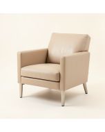 Guapa Leather Upholstered Metal Arm Chair In Beige (synthetic illustration; no displayed measurements)