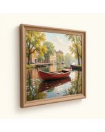 Red Boats At Argenteuil By Claude Monet - Picture Frame Painting Print On Canvas (synthetic illustration; no displayed measurements)