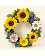 Sunflower , Primrose And Daisy 13 '' Polyester Wreath (synthetic illustration; no displayed measurements)