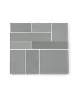 Linear Foil Random Sized Glass Mosaic Tile In Glossy Gray/Blend (synthetic illustration; no displayed measurements)