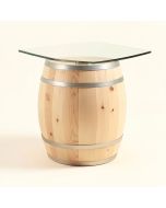 Zackary Live Edge And Glass Wine Barrel Table Bar (synthetic illustration; no displayed measurements)