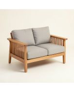 Montford Teak Loveseat With Cushions (synthetic illustration; no displayed measurements)