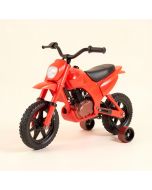 Kids Electric Battery-Powered Ride-On Dirt Bike Toy With Training Wheels (synthetic illustration; no displayed measurements)