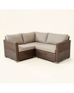 Kathy Ireland Homes & Gardens River Brook Single Ash Wicker Patio Sectional With Cushions (synthetic illustration; no displayed measurements)