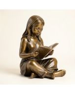 Young Girl Sitting And Reading Book Bronze Statue (synthetic illustration; no displayed measurements)