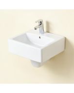 White Ceramic Rectangular Wall Mounted Bathroom Sink (synthetic illustration; no displayed measurements)