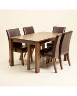 Gildo 5 - Piece Rubberwood Solid Wood Dining Set (synthetic illustration; no displayed measurements)
