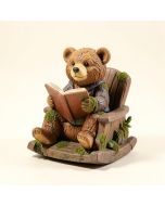 Woodland Bookworm Solar Bear Reading Story In Rocking Chair Statue (synthetic illustration; no displayed measurements)