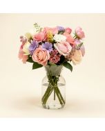 Real Touch Floral Arrangements In Glass Vase (synthetic illustration; no displayed measurements)