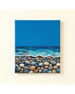 Blue Seashore With Pebble Stones - 3 Piece Graphic Art On Wrapped Canvas Set (synthetic illustration; no displayed measurements)