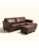 Hamby 103.5 '' Wide Faux Leather Sofa & Chaise With Ottoman (synthetic illustration; no displayed measurements)