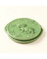 3Drose Ceramic Tile Coasters - Cute Baby Green Dinosaur Scene - Set Of 4 ( Cst_13795_3 ) (synthetic illustration; no displayed measurements)