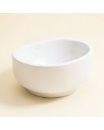 White Ceramic Oval Vessel Bathroom Sink (synthetic illustration; no displayed measurements)