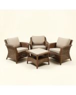 Ebern Designs 3Pcs Rattan Patio Conversation Set Outdoor Furniture Set W/ Table Cushion (synthetic illustration; no displayed measurements)