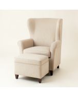 Caistor 30.5 '' Wide Linen Wingback Chair And Ottoman (synthetic illustration; no displayed measurements)