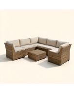 Outdoor Patio 4 Piece Rattan Sectional Seating Group With Cushions (synthetic illustration; no displayed measurements)