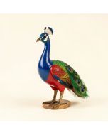 Provence Posturing Peacock Wood Figurine (synthetic illustration; no displayed measurements)