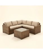 Heinrich Outdoor Patio 8 Piece Rattan Sectional Seating Group With Cushions (synthetic illustration; no displayed measurements)