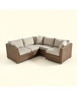 Falmouth 4 Piece Rattan Sectional Seating Group With Cushions (synthetic illustration; no displayed measurements)