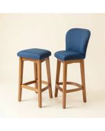 Counter Height Fabric Upholstered Bar Stool With Full Back , Blue , Set Of 2 (synthetic illustration; no displayed measurements)