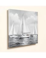 White Painted Sailboats - Print On Canvas (synthetic illustration; no displayed measurements)