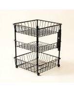 3-Tier Fruit Stand & Wall Mount Kitchen Storage Foldable Metal/Wire Basket (synthetic illustration; no displayed measurements)