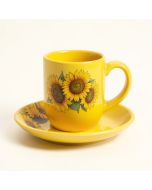 Randell Sunflowers Coffee Mug & Saucer (synthetic illustration; no displayed measurements)