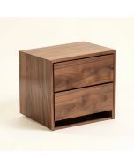 Mcree 2 - Drawer Solid Wood Nightstand In Walnut (synthetic illustration; no displayed measurements)