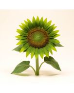 12 Inch Green Sunflower With Leaves (synthetic illustration; no displayed measurements)