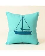 Turquoise Bay Sailboat Indoor/Outdoor Throw Pillow (synthetic illustration; no displayed measurements)