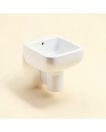 Victorian White Ceramic Rectangular Wall Mount Bathroom Sink With Overflow (synthetic illustration; no displayed measurements)