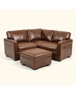 Falom 97.2 '' Wide Faux Leather Sofa & Chaise With Ottoman (synthetic illustration; no displayed measurements)