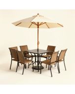 Azelle 6 Piece Bistro Set With Umbrella (synthetic illustration; no displayed measurements)