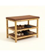 Upholstered Sturdy 3-Tier Bamboo 6 Pair Shoe Storage Bench (synthetic illustration; no displayed measurements)