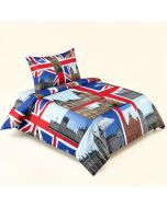 Union Jack Houses Of The Parliament Silhouette On Uk Flag Historic Urban Skyline Duvet Cover Set (synthetic illustration; no displayed measurements)