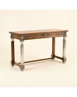 Console Table In Weatsyaned Oak & Antique Silver (synthetic illustration; no displayed measurements)