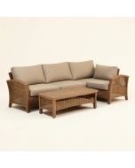 Rowling 4 Piece Teak Sofa Seating Group With Cushions (synthetic illustration; no displayed measurements)