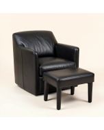 Andina 27.6 '' Wide Vegan Leather Barrel Chair And Ottoman (synthetic illustration; no displayed measurements)