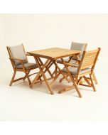 Breakwater Bay 3Pcs Folding Acacia Wood Bistro Set Patio Conversation Set W/ Cushions (synthetic illustration; no displayed measurements)