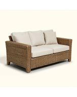 Fairfield 124 '' Wide Wicker Patio Sofa With Cushions (synthetic illustration; no displayed measurements)