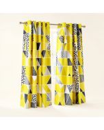Blaris Yellow And White Window Curtains (synthetic illustration; no displayed measurements)