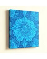 Bright Blue Fractal Floral Pattern Graphic Art On Wrapped Canvas (synthetic illustration; no displayed measurements)