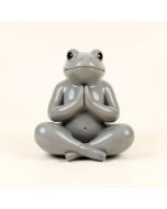 Meditating Ceramic Frog In Overhead Namaskara Position (synthetic illustration; no displayed measurements)