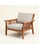 Camren Deep Seating Teak Loveseat With Cushions (synthetic illustration; no displayed measurements)