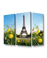 Vegetation Near Eiffel Tower - 3 Piece Wall Art On Wrapped Canvas Set (synthetic illustration; no displayed measurements)