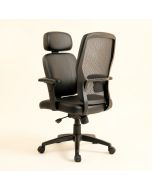 Mid-Back Black Leathersoft And Mesh Swivel Task Office Chair (synthetic illustration; no displayed measurements)