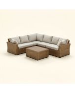 5 Piece Rattan Sectional Seating Group With Cushions (synthetic illustration; no displayed measurements)